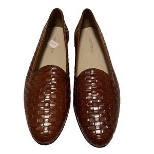 Trotters Liz Loafer Flats Congac brown basket weave Sz 11 Slim NWOT